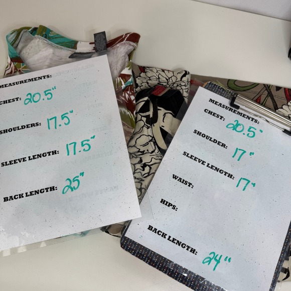 Set of 2 CHICO'S Cotton Knit Top LG (2) Tropical & Floral Prints Casual Stretch - Picture 9 of 10